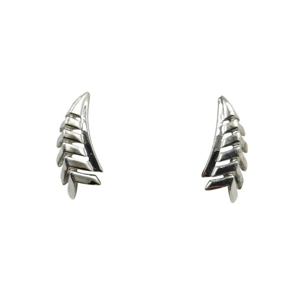 Silver Tone Coro Leaf Design Clip On Earrings Vintage - Picture 1 of 5